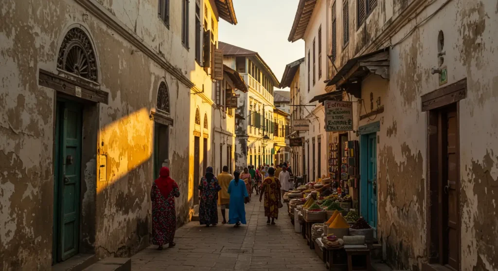 Narrow street in Stone Town, Zanzibar,