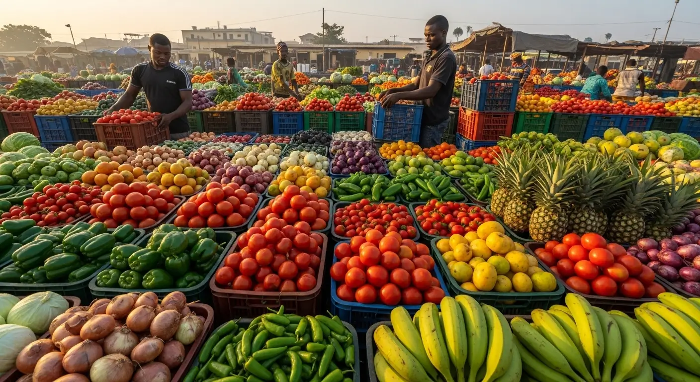 Smallholder farmers inspecting maize field in eastern Kenya at sunrise, demonstrating African agriculture and food security