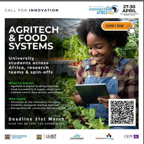 Connected Africa Summit agritech innovation 2026 young African woman digital farming tablet greenhouse Nairobi